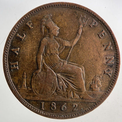 1862 Victoria Half-Penny Coin | Fine Collectable Grade