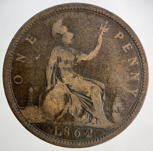 1862 Victoria One Penny Coin | Collectable Grade