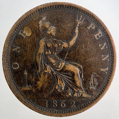 1862 Victoria One Penny Coin | Very High Grade | a9720