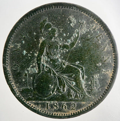 1862 Victoria One Penny Coin | Fine Collectable Grade | a9540