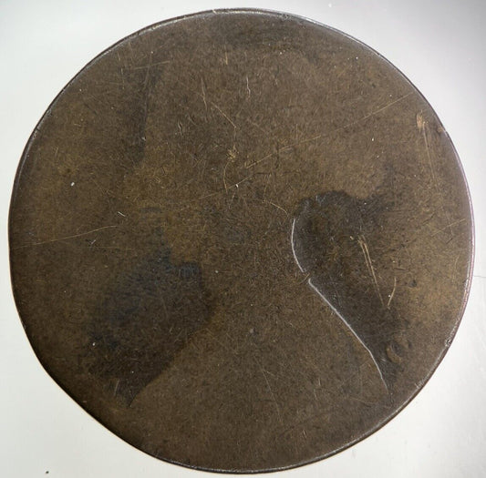 1862 Victoria One Penny Coin | Worn Grade