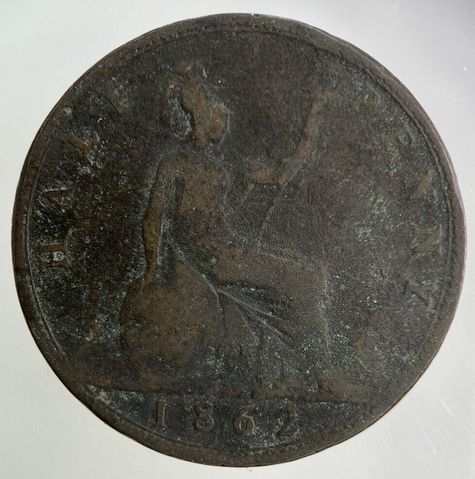 1862 Victoria Half-Penny Coin | Fair Grade