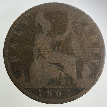 1862 Victoria Half-Penny Coin | Fair Grade