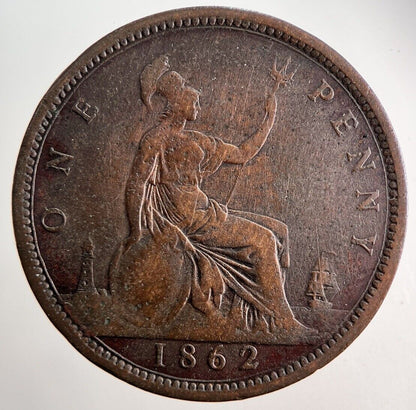 1862 Victoria One Penny Coin | Collectable Grade