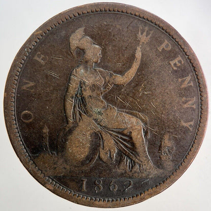 1862 Victoria One Penny Coin | Collectable Grade