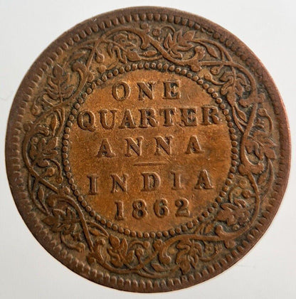 1862 India Quarter 1/4 Anna Coin | Very High Grade | a1749