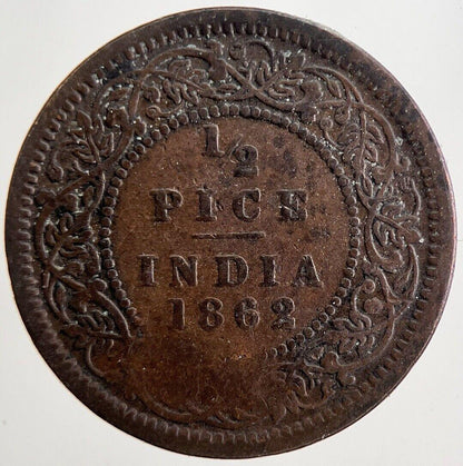 1862 India 1/2 Half Pice Coin | Fine Collectable Grade | a5552