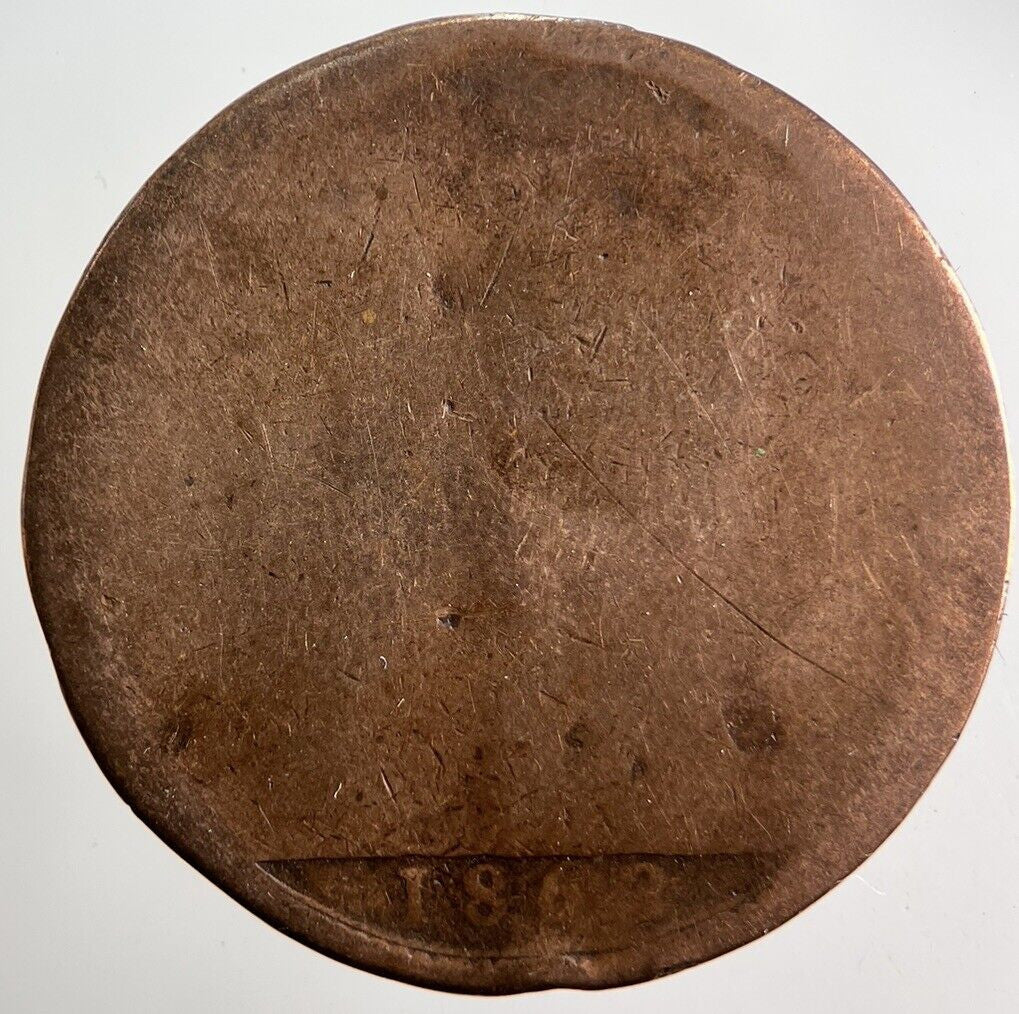 1862 Victoria One Penny Coin | Worn Grade