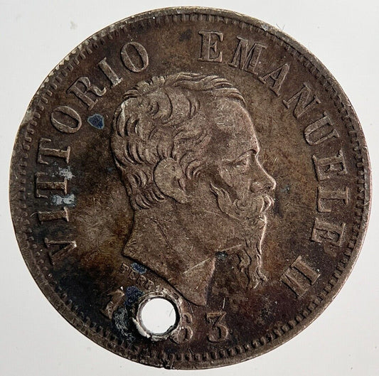 1863 Italy 50 Centesimi Silver Coin | Fine Collectable Grade | a6233