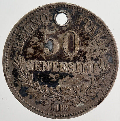 1863 Italy 50 Centesimi Silver Coin | Fine Collectable Grade | a6233