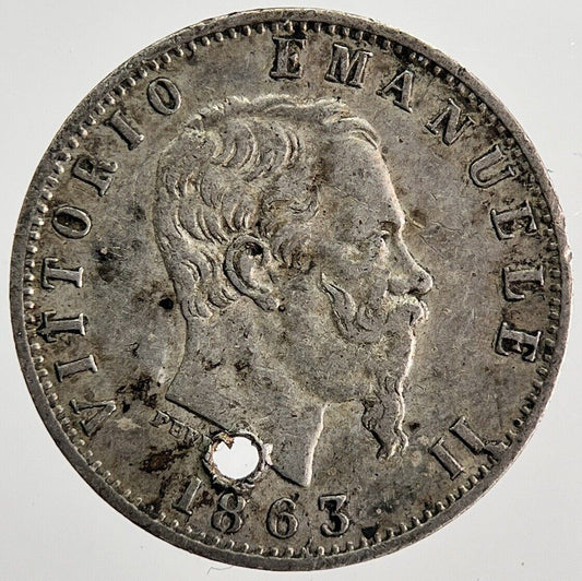 1863 Italy 20 Centesimi Silver Coin | Fine Collectable Grade | a6234