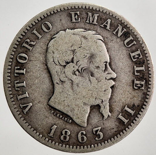 1863 Italy 1 One Lira Silver Coin | Collectable Grade | a7966