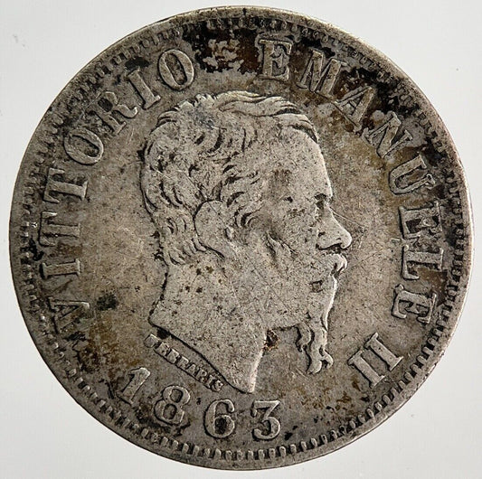 1863 Italy 50 Centesimi Silver Coin | Fine Collectable Grade | a6245