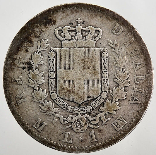 1863 Italy 1 One Lira Silver Coin | Collectable Grade | a7965
