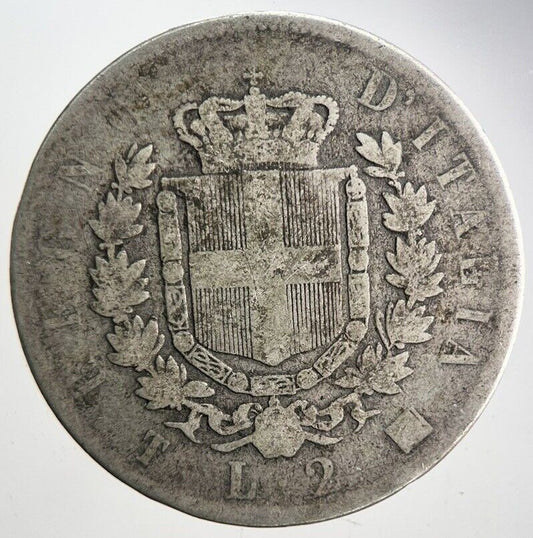 1863 Italy 2 Lira Silver Coin | Collectable Grade | a4659