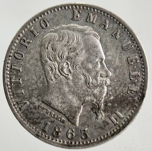 1863 Italy 20 Centesimi Silver Coin | Very High Grade