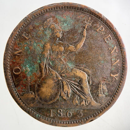 1863 Victoria One Penny Coin | Fine Collectable Grade