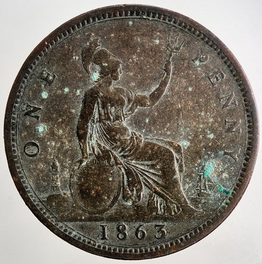 1863 Victoria One Penny Coin | Fine Collectable Grade | a9444