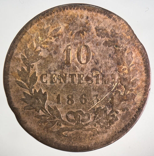 1863 Italy 10 Centesimi Coin | Collectable Grade