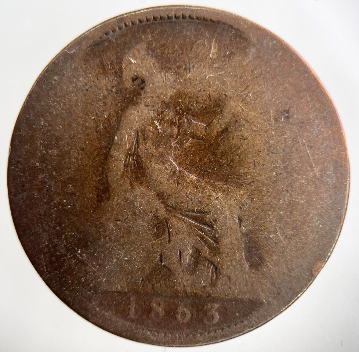 1863 Victoria One Penny Coin | Fair Grade