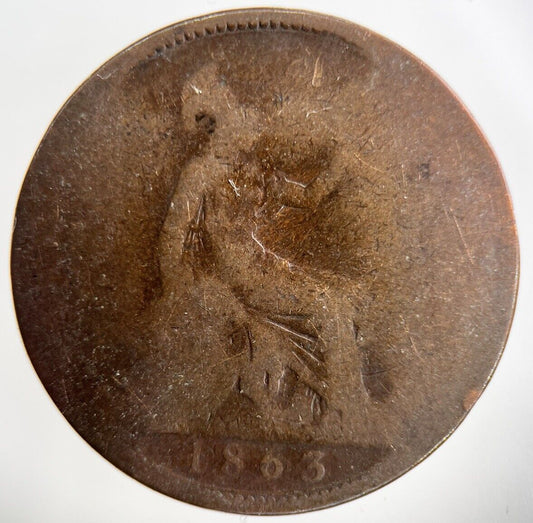 1863 Victoria One Penny Coin | Fair Grade