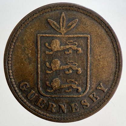 1864 Guernsey 4 Doubles Coin | Fine Collectable Grade | a6052