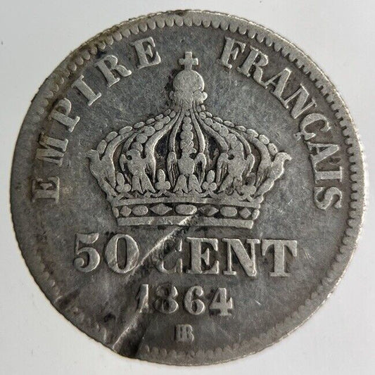 1864 France 50 Centimes Silver Coin | Collectable Grade