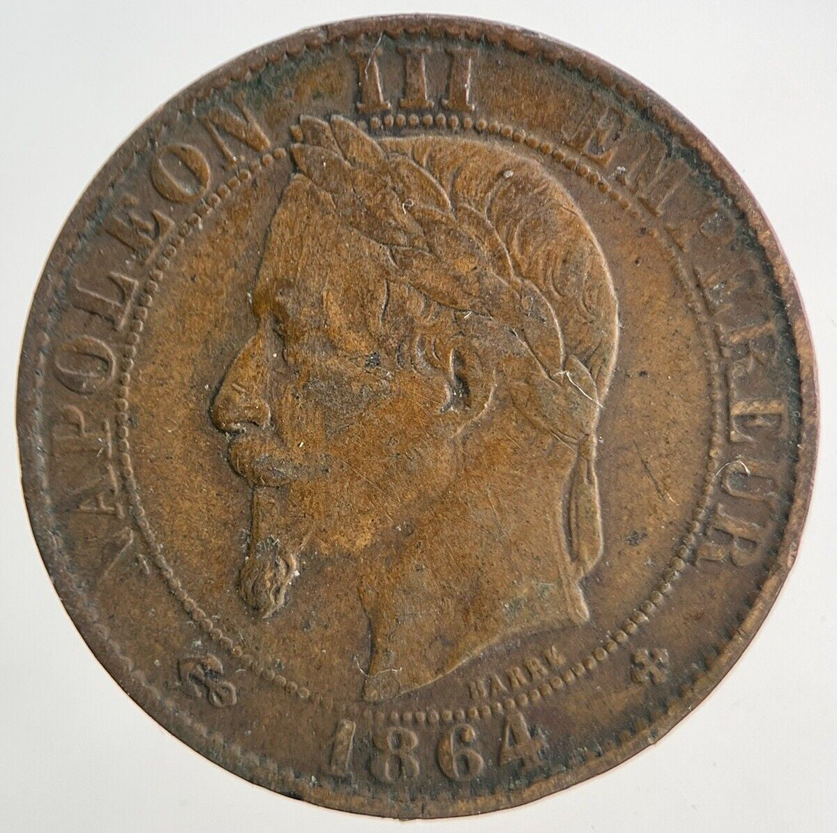 1864 France 5 Cinq Centimes Coin | Fine Collectable Grade