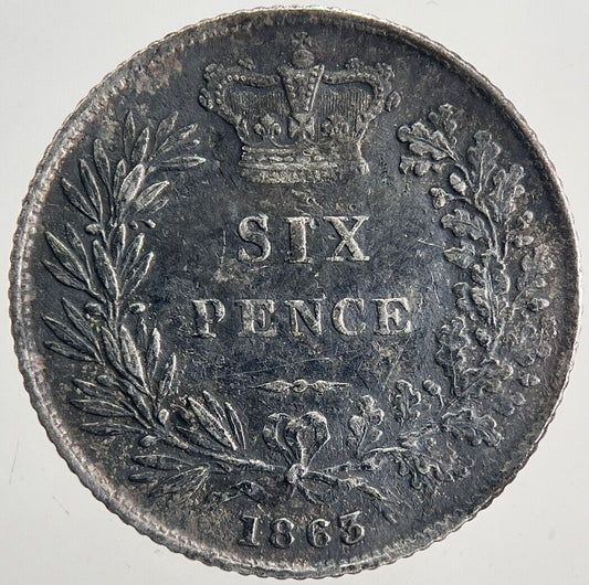 1863 Victoria Sixpence Silver Coin | Very Fine Grade | a6109