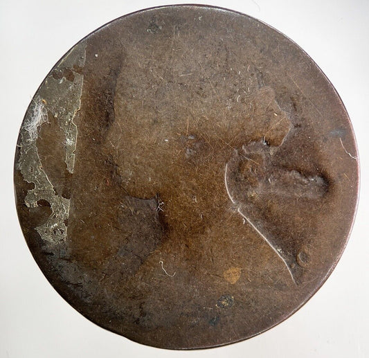 1863 Victoria One Penny Coin | Worn Grade