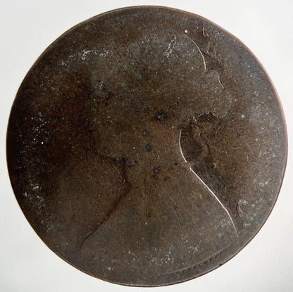 1863 Victoria One Penny Coin | Worn Grade