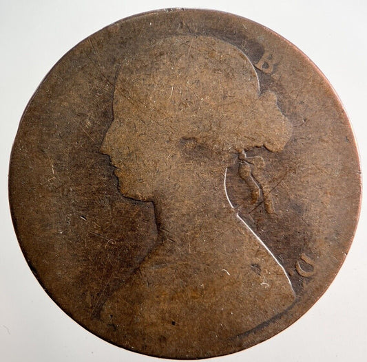 1863 Victoria One Penny Coin | Worn Grade