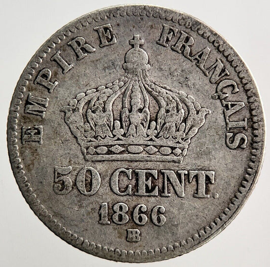 1866 France 50 Cent Silver Coin | Collectable Grade | a3636