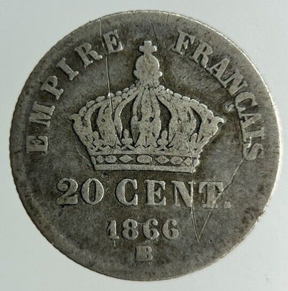 1866 France 20 Centimes Silver Coin | Collectable Grade
