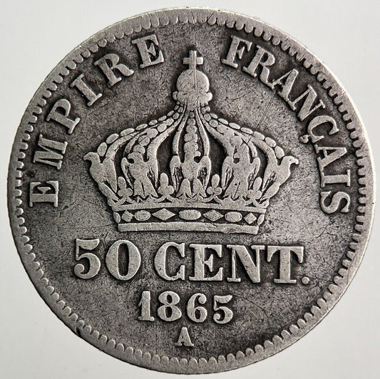 1865 France 50 Cent Silver Coin | Collectable Grade | a3637