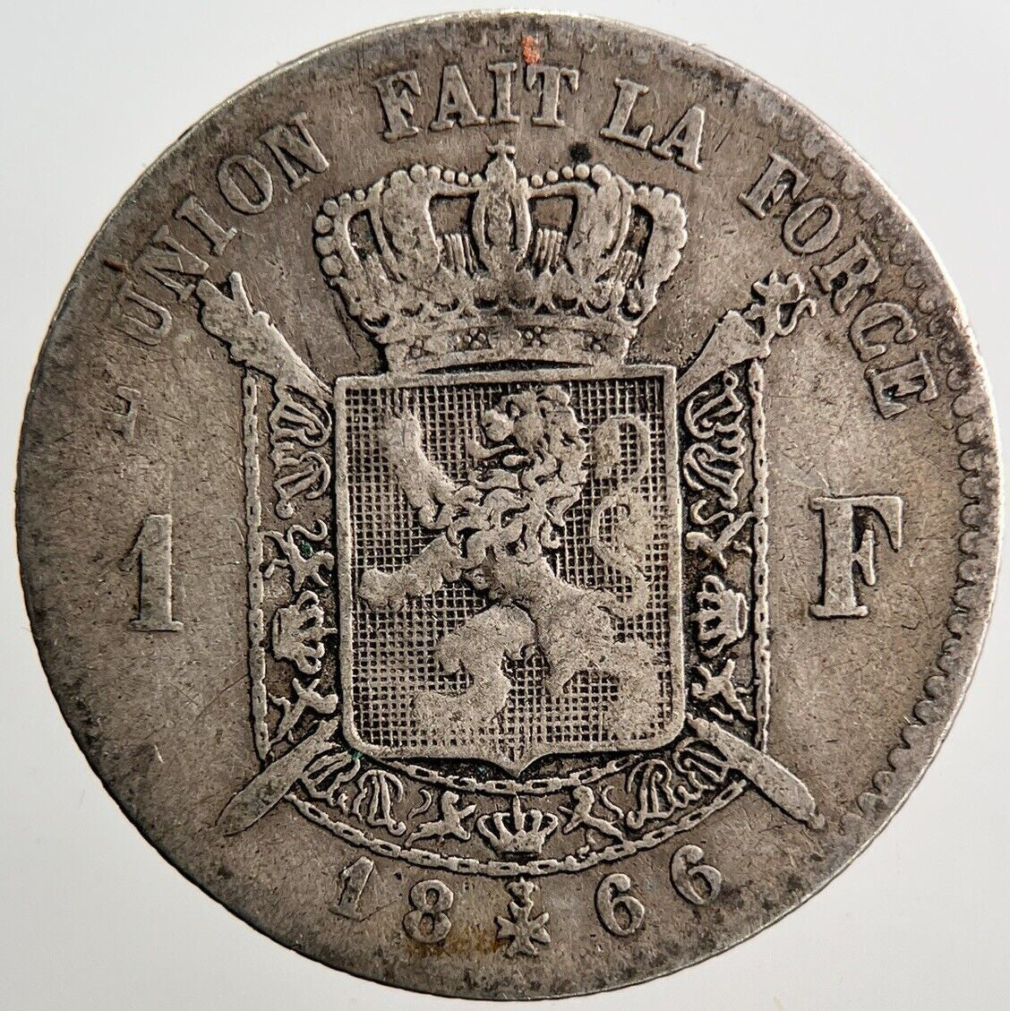 1866 Belgium 1 Franc Silver Coin | Collectable Grade | a3646