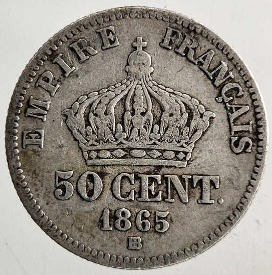 1865 France 50 Centimes Silver Coin | Fine Collectable Grade