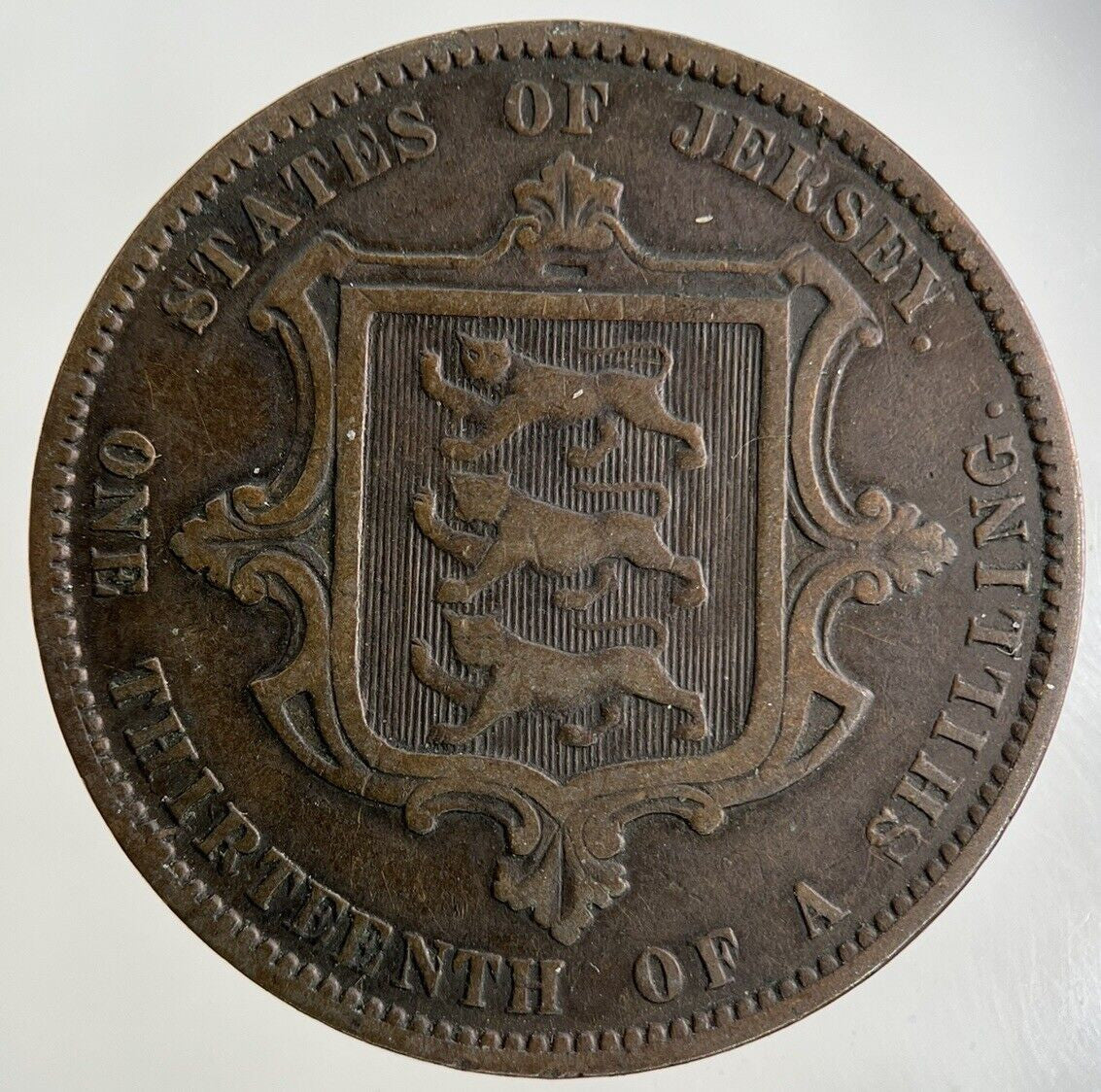 1866 Jersey 1/13th One Thirteenth Shilling Coin | Fine Collectable Grade