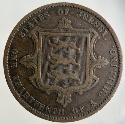 1866 Jersey 1/13th One Thirteenth Shilling Coin | Fine Collectable Grade