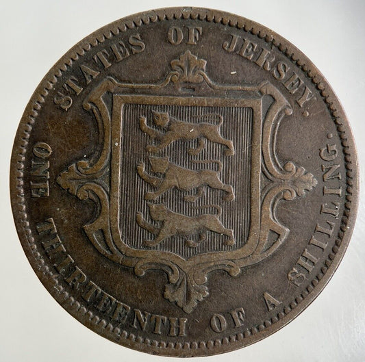 1866 Jersey 1/13th One Thirteenth Shilling Coin | Fine Collectable Grade