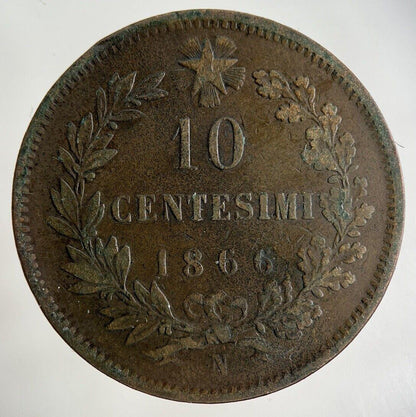 1866 Italy 10 Centesimi Coin | Fine Collectable Grade