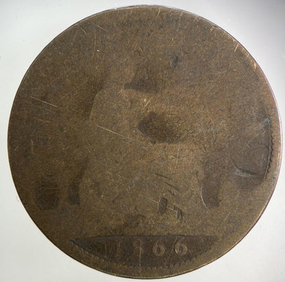 1866 Victoria One Penny Coin | Fair Grade