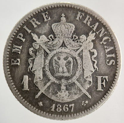1867 France 1 Franc Silver Coin | Fine Collectable Grade