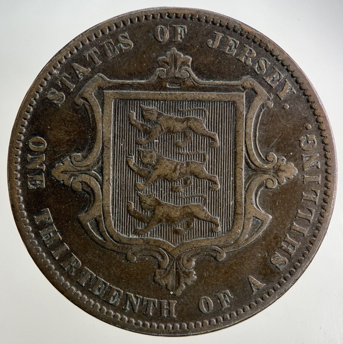 1866 Jersey 1/13 One Thirteenth Of A Shilling Coin | Fine Collectable Grade