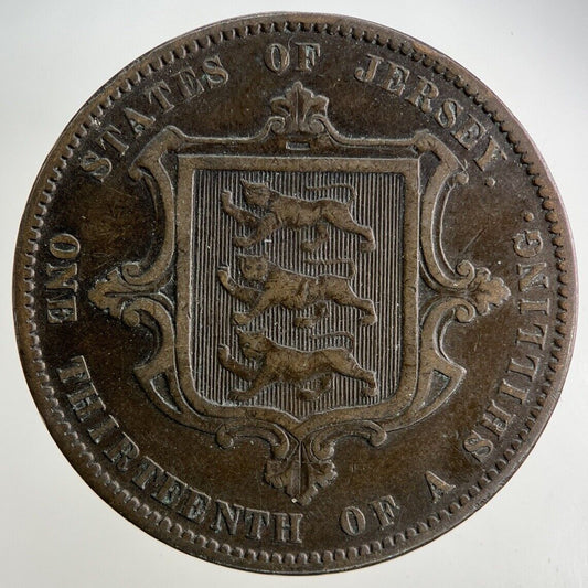 1866 Jersey 1/13 One Thirteenth Of A Shilling Coin | Fine Collectable Grade