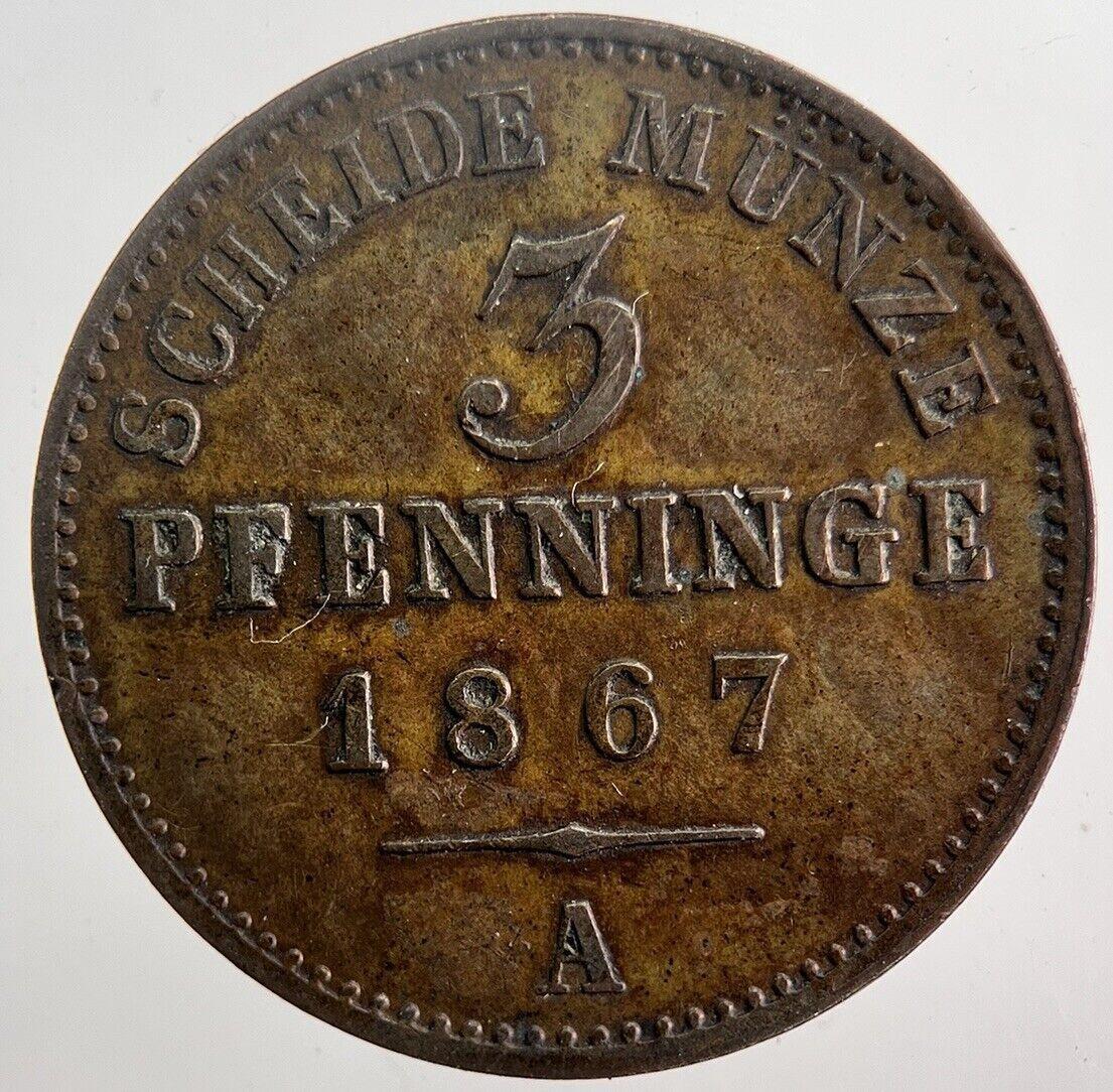 1867 Germany 3 Pfennig Coin | Very Fine Grade | a5901