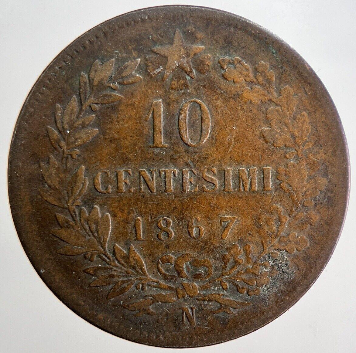 1867 Italy 10 Centesimi Coin | Fine Collectable Grade | a6228
