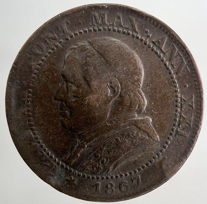 1867 Italy 1 Soldo 5 Cents Coin | Fine Collectable Grade