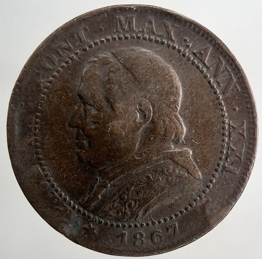 1867 Italy 1 Soldo 5 Cents Coin | Fine Collectable Grade