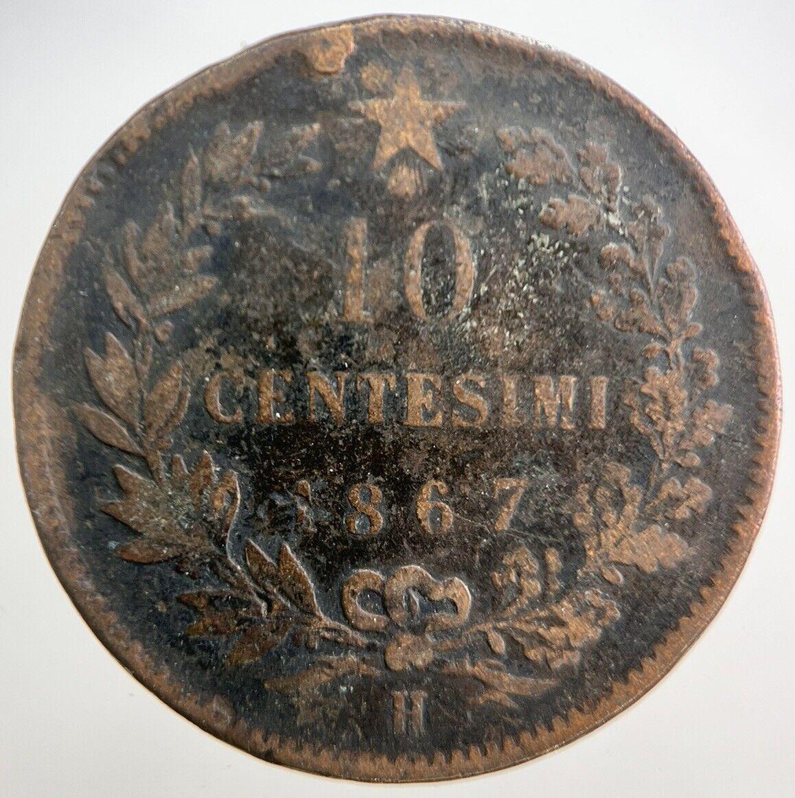 1867 Italy Italy 10 Centesimi Coin | Collectable Grade | a7262